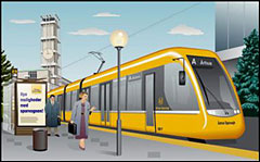 Letbanetog i Århus.
Grafik © Flemming Berg Olsen